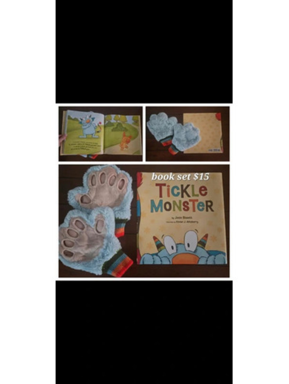 Tickle monster books set with gloves